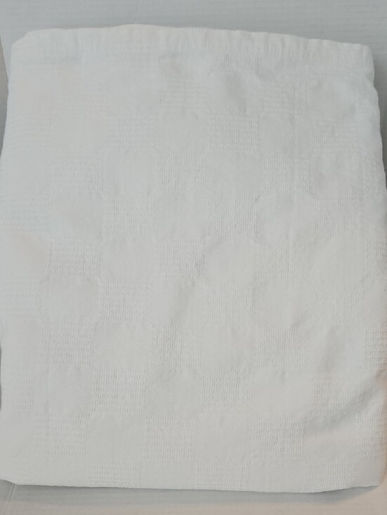 Utopia Other - Utopia White Cotton Textured Checkered Weave Queen Coverlet